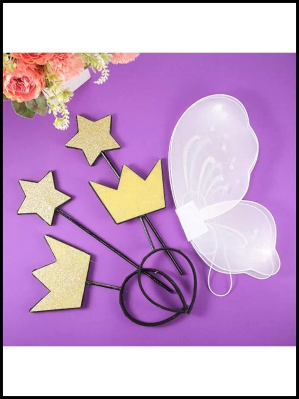Fairy Costume Set Butterfly Wings Star Wand Crown for Girls Halloween Cosplay